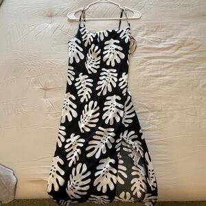 Black and White Leaf Print Dress